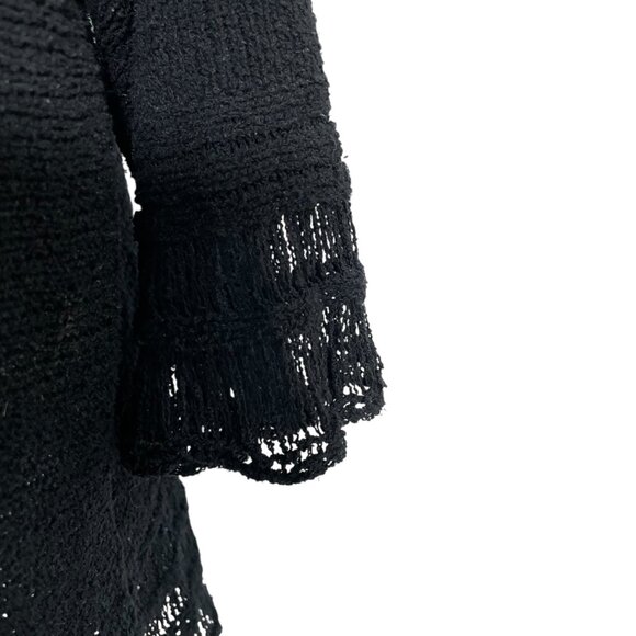J. Jill Silk Blend Black Crochet Trim Knit Sweater Boho Chic Pullover Size L - Picture 7 of 10